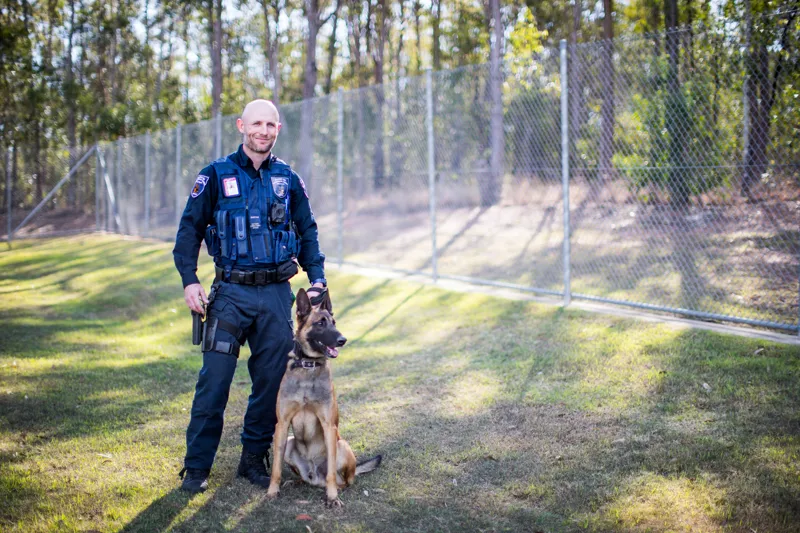 Tim with Boss Serco, a tactical response dog