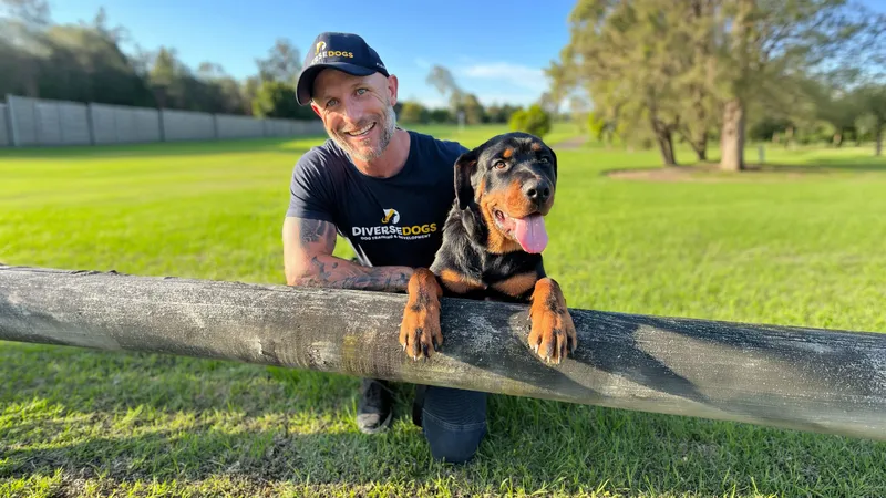 Tim from Diverse Dogs with a rottweiler
